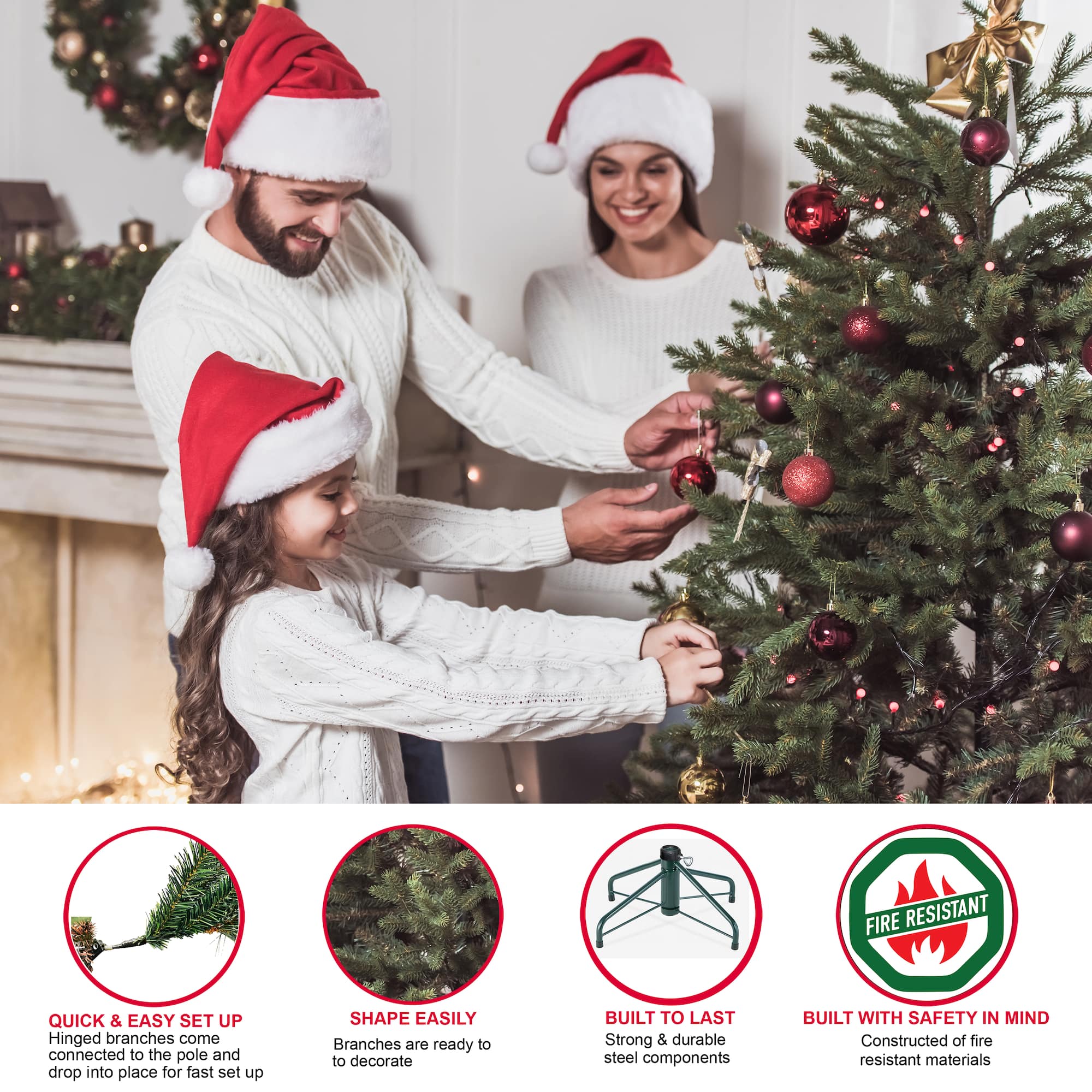 6 Pack: 4.5ft. Pre-Lit White Fraser Fir Artificial Christmas Tree, Clear Lights